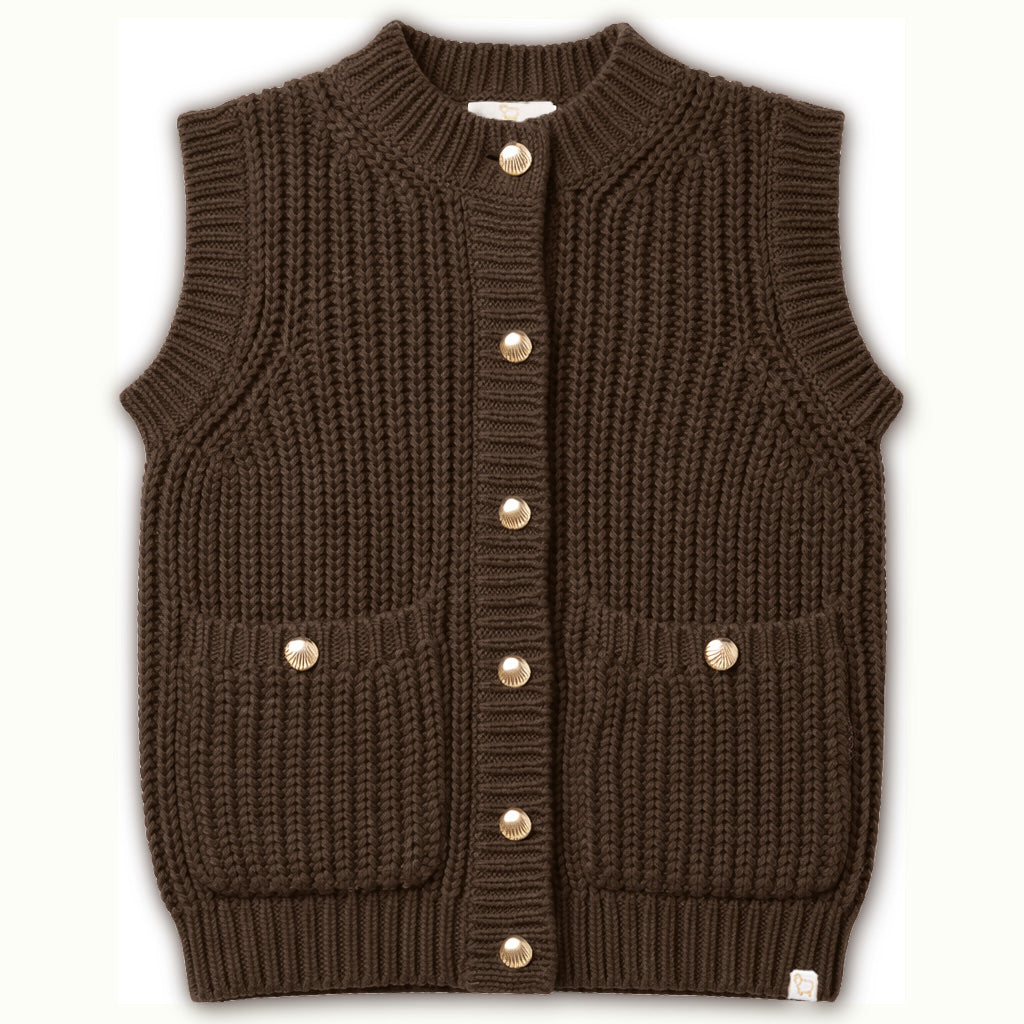 Charlie Knitted Vest | Soft knitted gilet for women (Brown) – LRDM