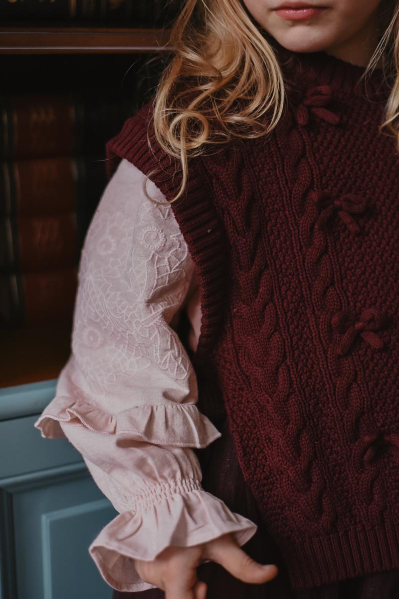 Elise Bow Cardigan ❘ Burgundy