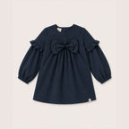Elle Dress in Navy on a neutral background