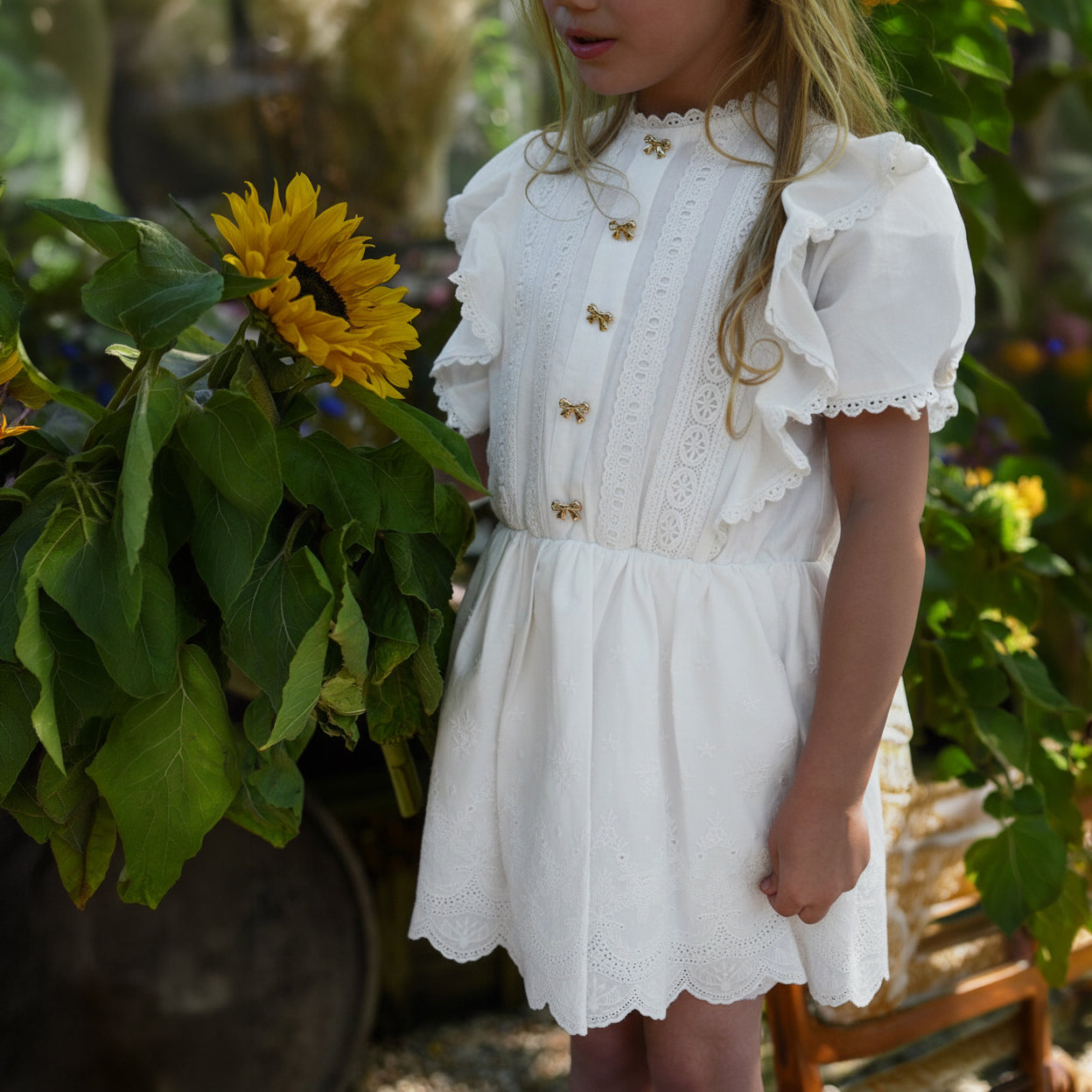 Maeve Dress | Elegant lace dress for girls (White) LRDM Petits Maeve Dress | Elegant lace dress for girls (White) LRDM Petits
