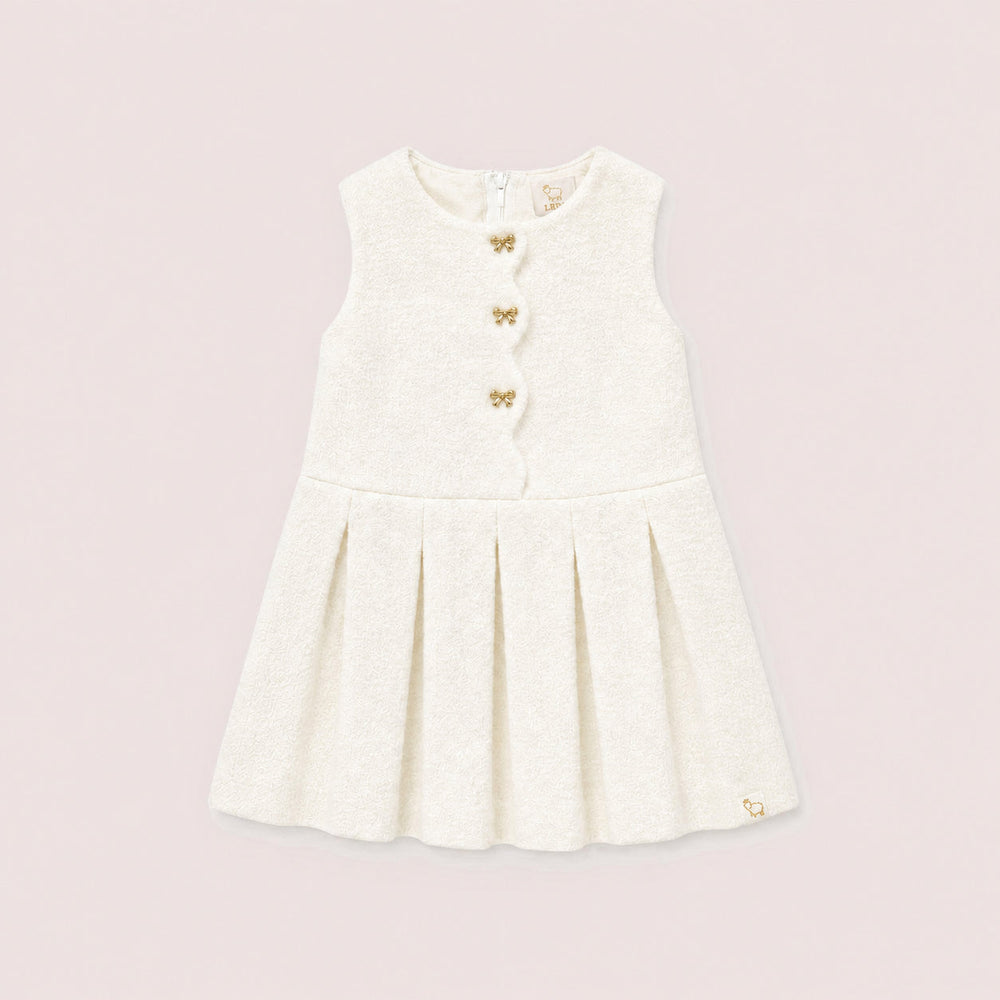 Mara Tweed Dress Short Sleeve in Ivory on a neutral background