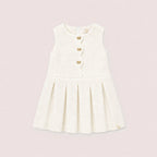 Mara Tweed Dress Short Sleeve in Ivory on a neutral background