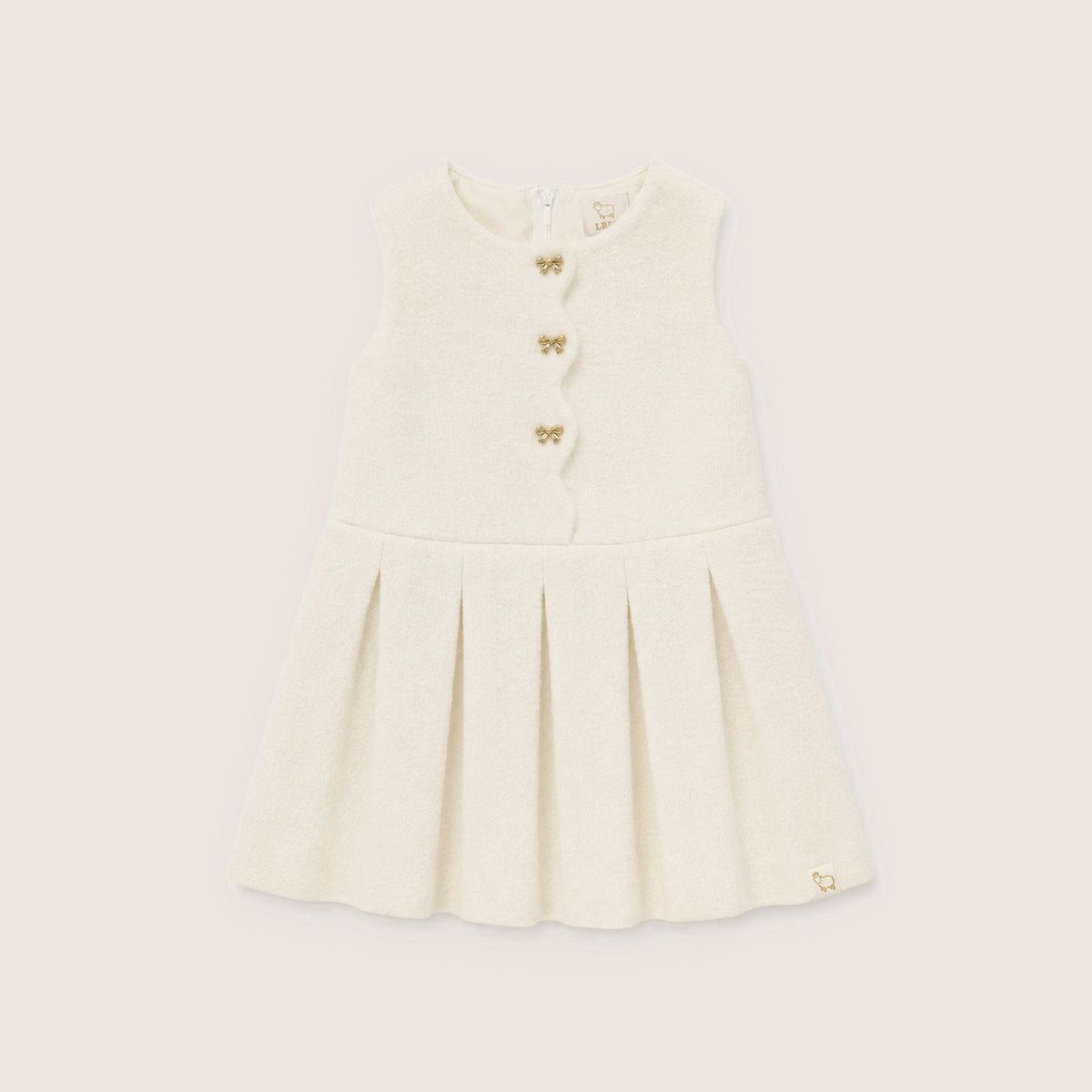 Mara Tweed Dress Short Sleeve in Ivory on a neutral background