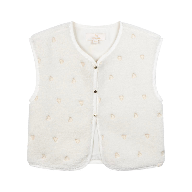 LRDM Petits Aimee Heart Gilet Antique White