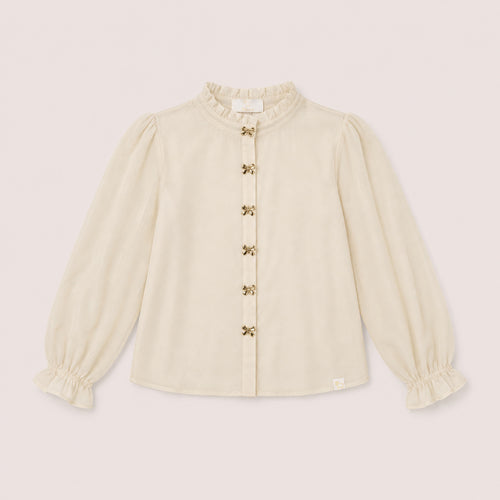 Zara Blouse in Sand on a neutral background