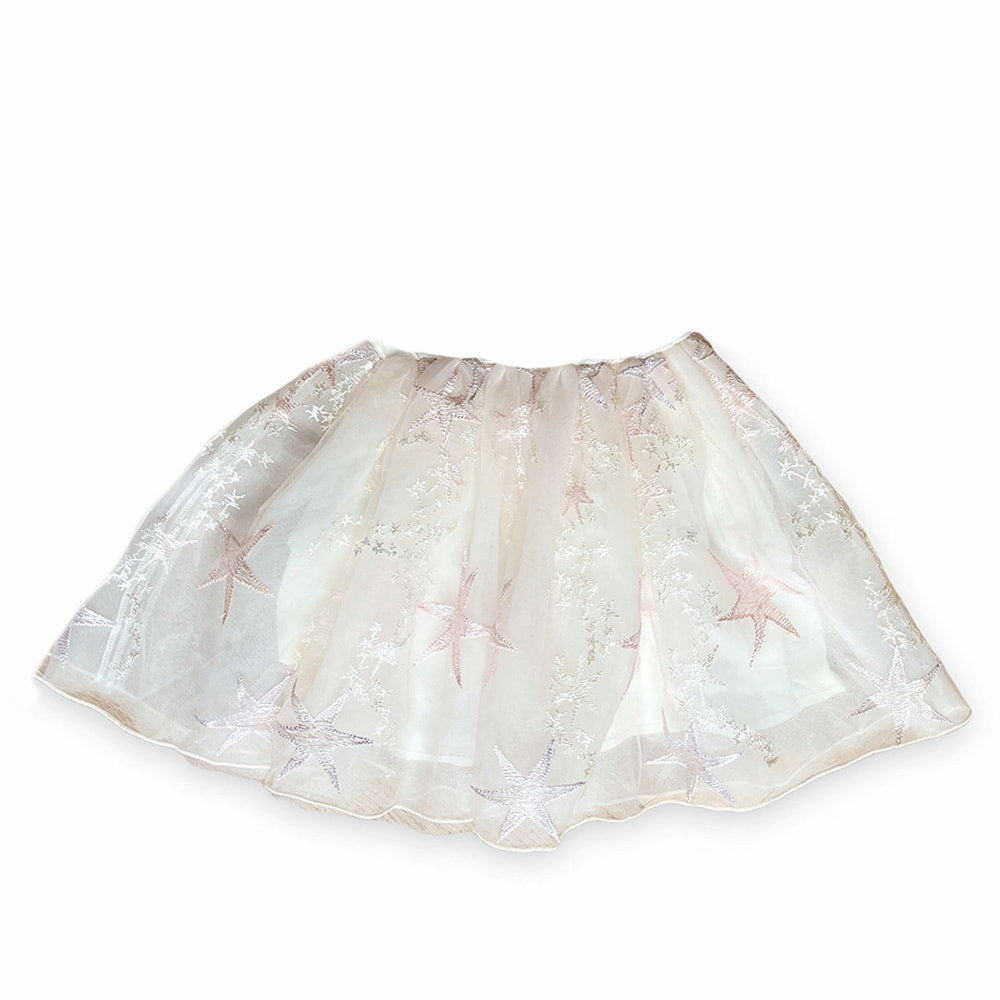 This beautiful, timeless todler & kids skirt is perfect for the holiday season and every other special occasion. The dreamy fabric with white, pink and lilac stars makes this the skirt of our dreams. Romantic star fabric. Tutu design.